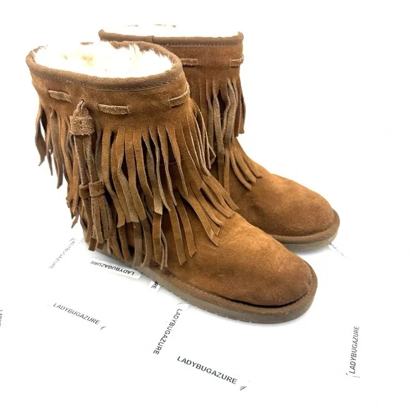 Koolaburra Tan Fringed Winter Boots - Picture 3 of 9